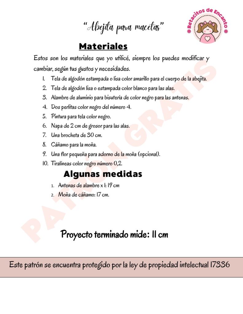 Abelhinha de tecido para vasos fácil e rápida - molde parte 2
