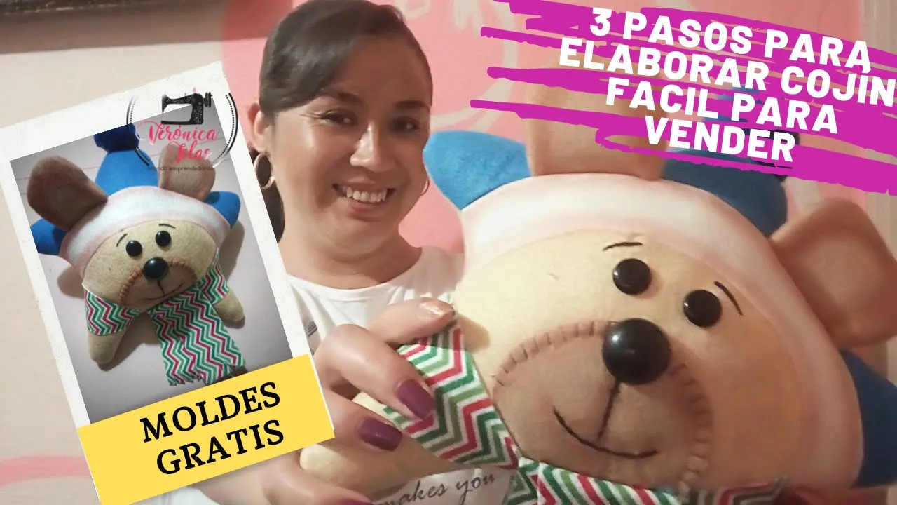 Almofada natalina de urso – artesanato fácil para vender