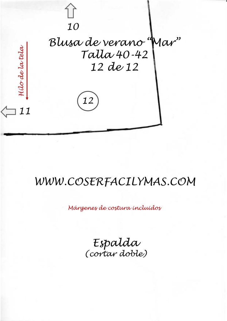 Blusa fácil – a blusa Mar - molde parte 12