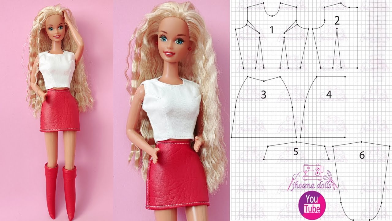 Blusa, saia e botas para Barbie antiga