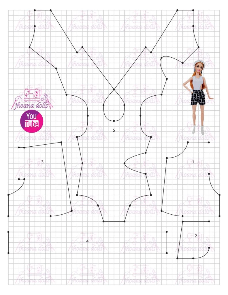 Body e short para Barbie - molde parte 1