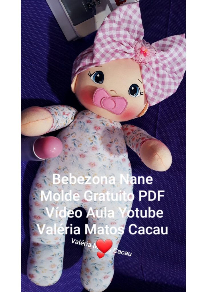 Boneca bebezão Nane de pano de 60 cm para iniciantes - molde parte 1