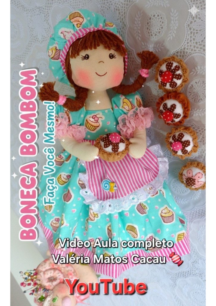 Boneca bombom no pote - molde parte 1