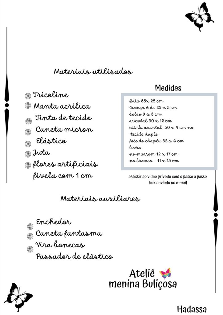 Boneca de pano Anne - molde parte 4
