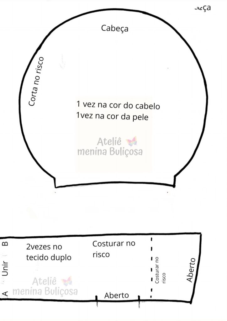 Boneca de pano Anne - molde parte 5