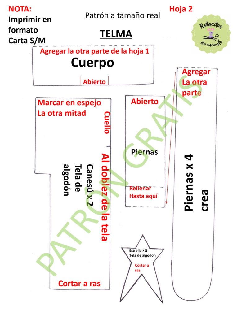 Boneca estilo primitivo Telma passo a passo - molde parte 4