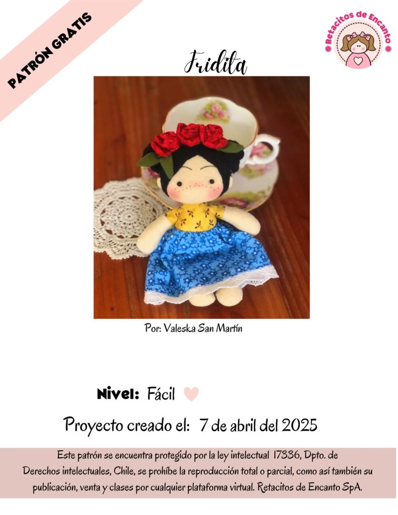 Boneca Fridinha inspirada em Frida Kahlo - molde parte 1