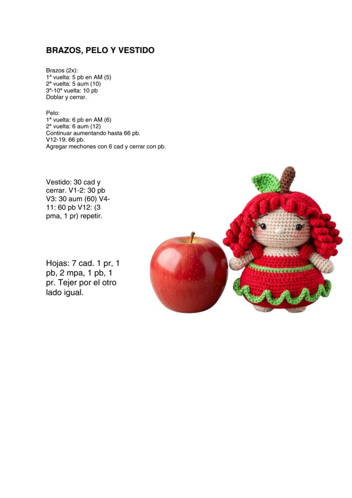 Boneca Maçã de amigurumi - molde parte 4