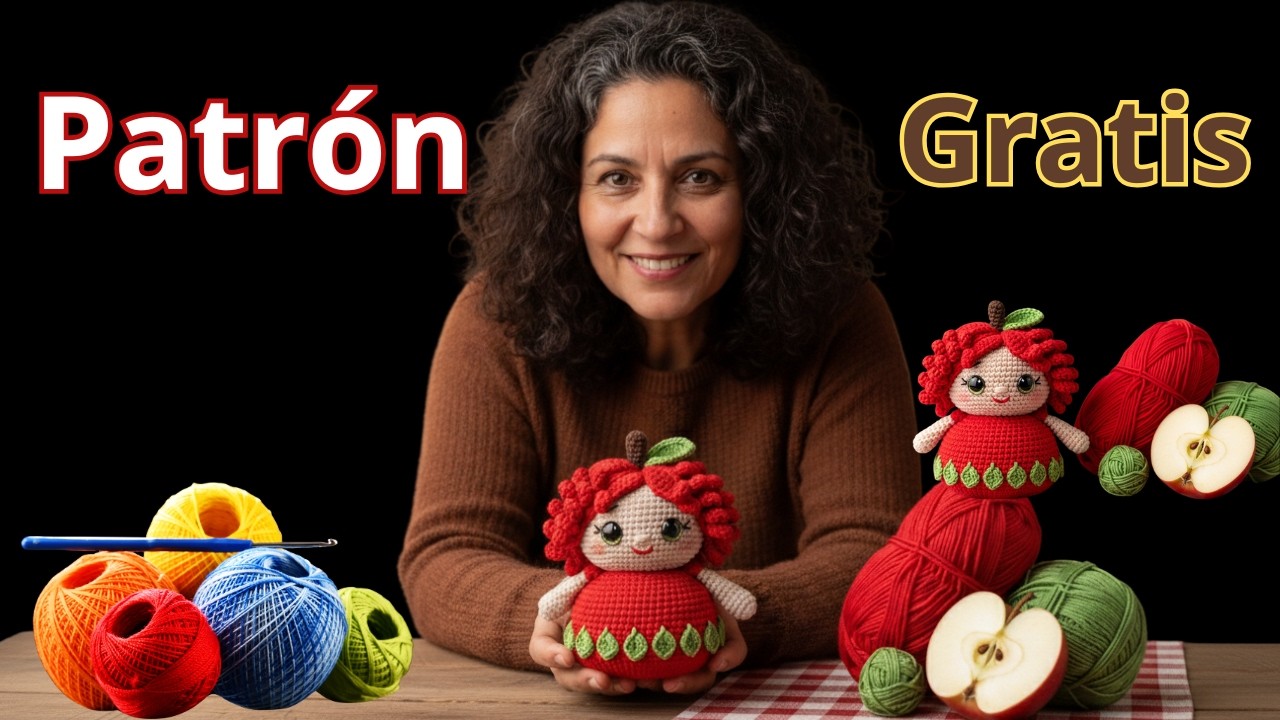 Boneca Maçã de amigurumi