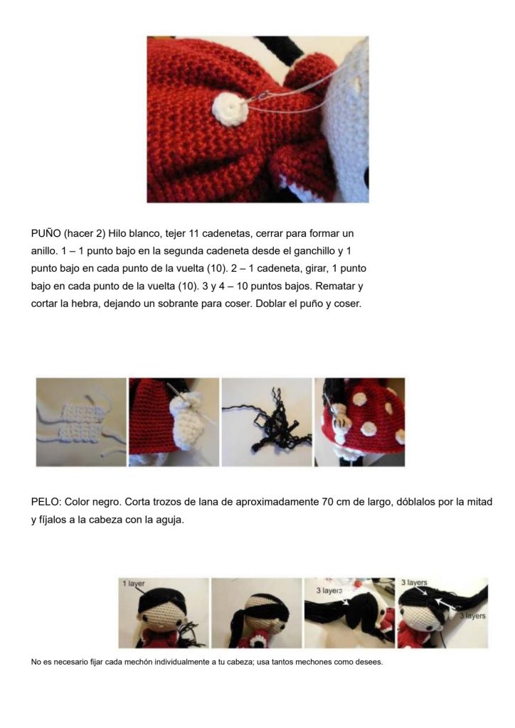 Boneca Minnie Mouse de amigurumi - molde parte 9