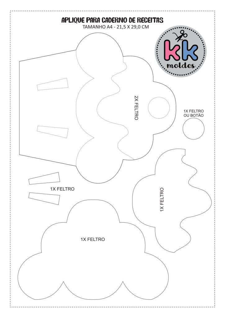 Caderno de receitas com capa de feltro para o Dia das Mães - molde parte 2