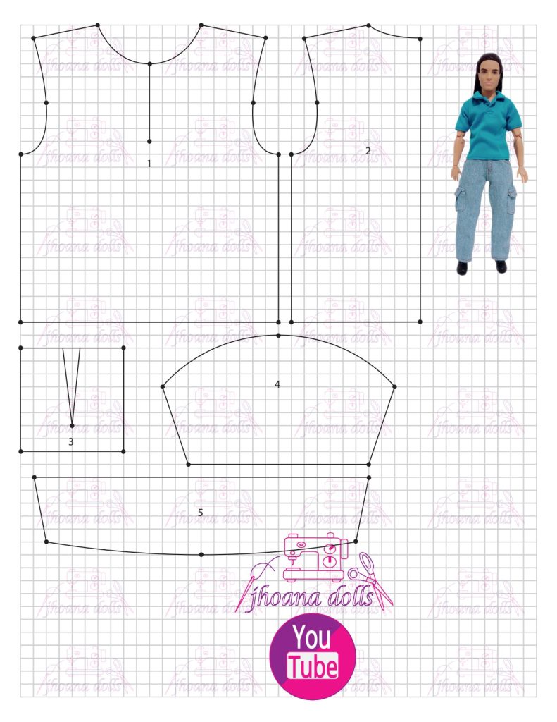 Calça cargo e camisa polo para Ken - molde parte 2