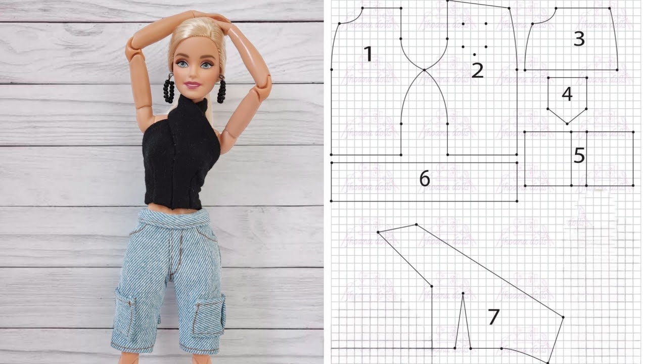 Calça cargo e cropped transpassado para Barbie