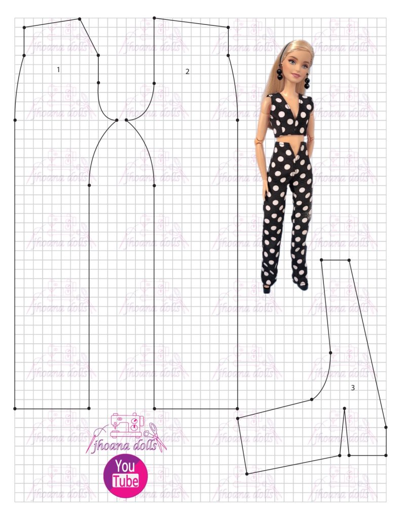 Calça e cropped para Barbie modelo 111 - molde parte 1