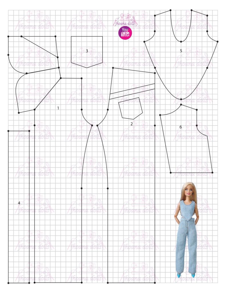 Calça e cropped para Barbie modelo 188 - molde parte 1