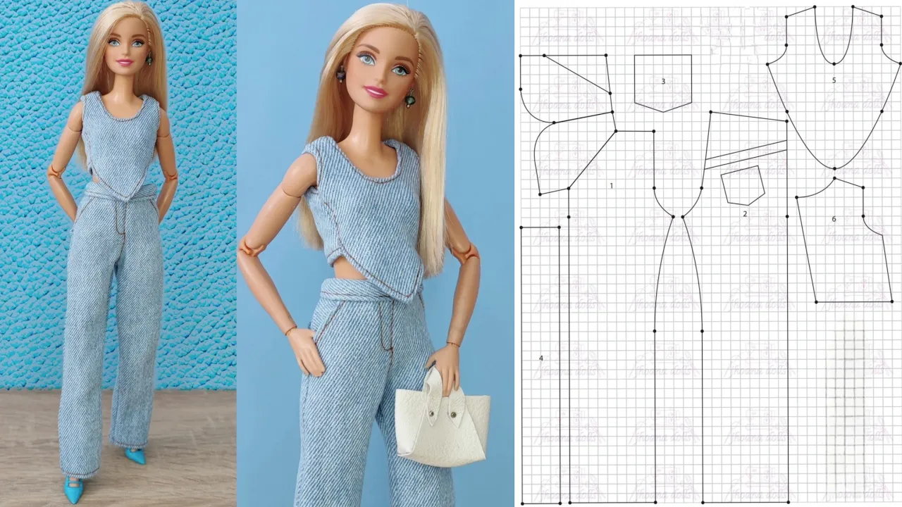 Calça e cropped para Barbie modelo 188