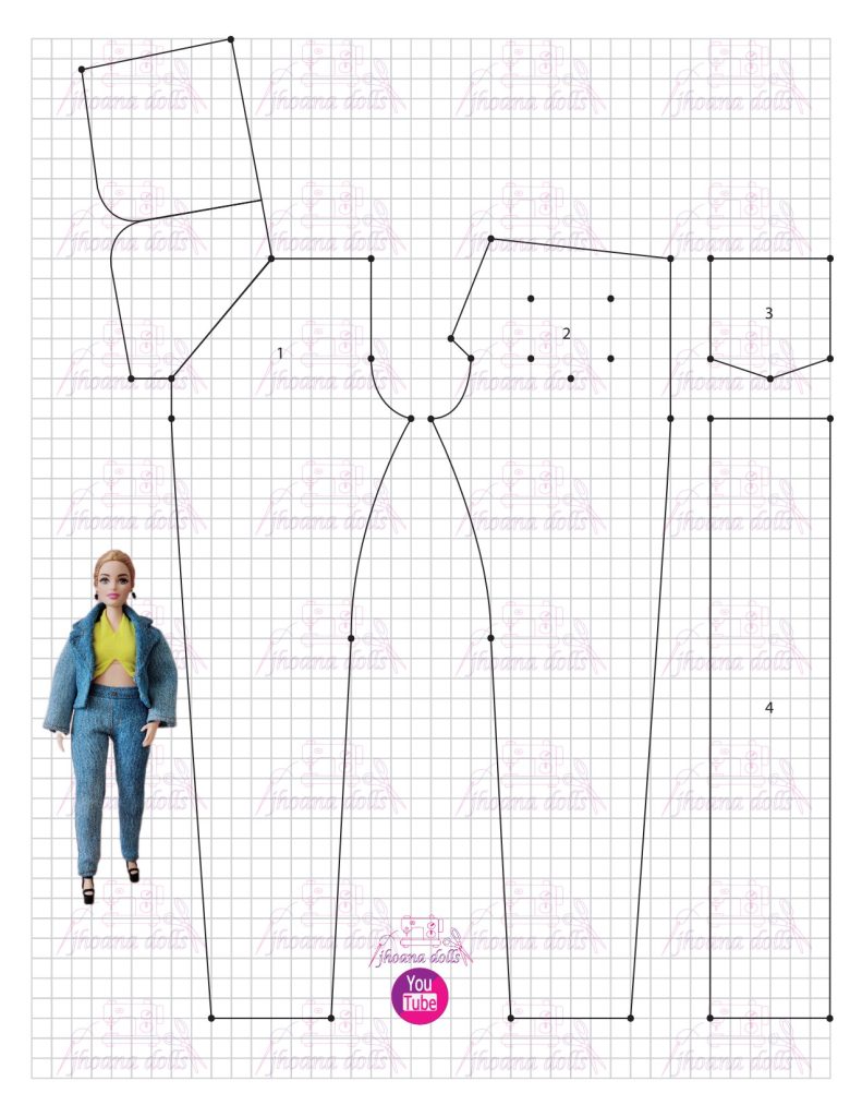 Calça skinny e jaqueta para Barbie Curvy - molde parte 1