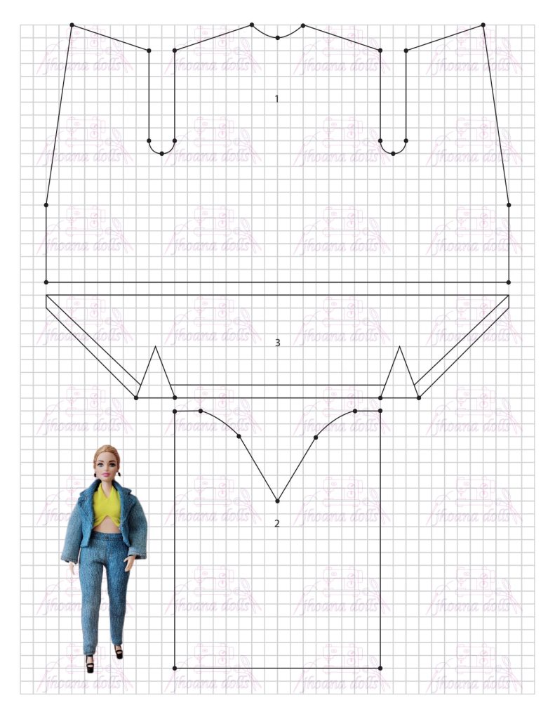 Calça skinny e jaqueta para Barbie Curvy - molde parte 2