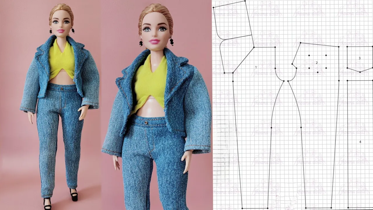 Calça skinny e jaqueta para Barbie Curvy