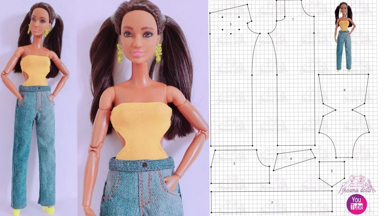 Calça wide leg e body para Barbie