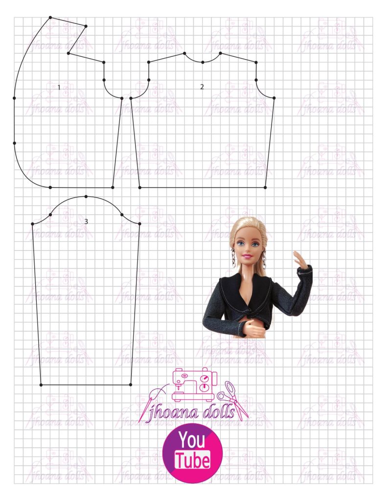 Casaco curto para Barbie - molde parte 1