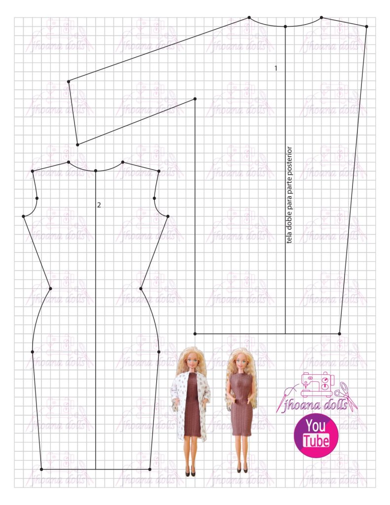 Casaco e vestido para Barbie antiga - molde parte 1