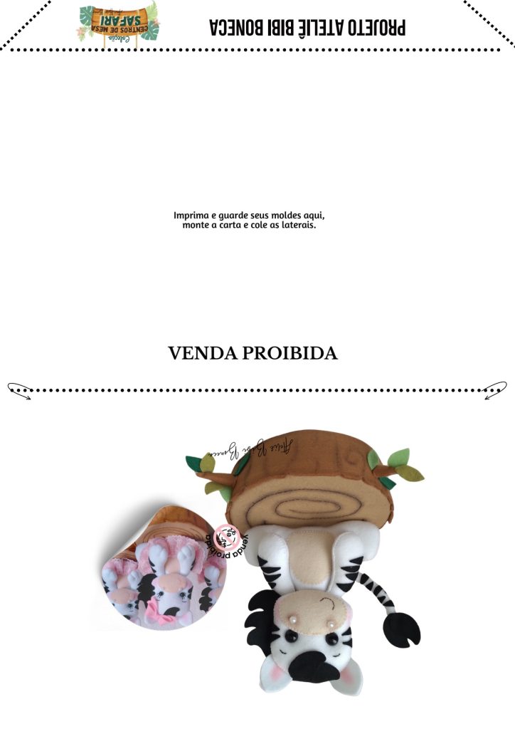 Centro de mesa zebrinha de feltro para vender o ano todo - molde parte 4