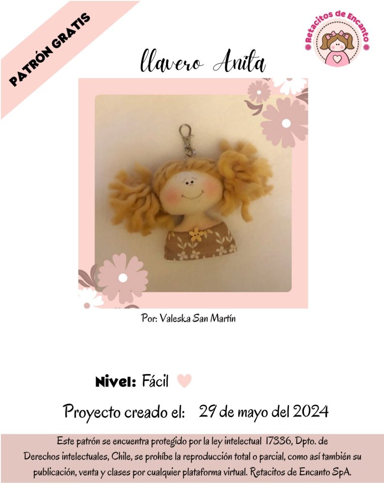Chaveiro boneca Anita fácil e rápido - molde parte 1