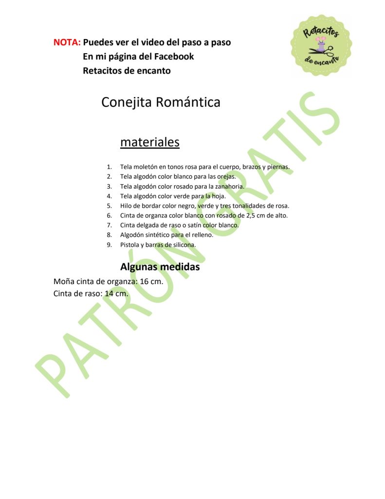 Coelhinha romântica - molde parte 2