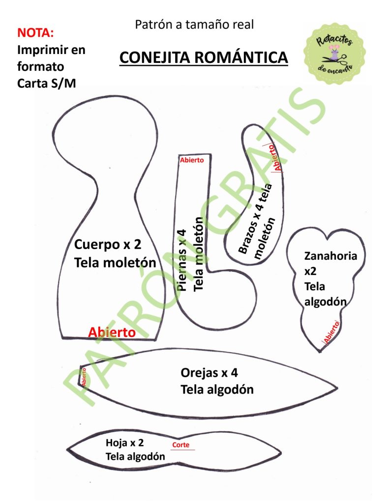 Coelhinha romântica - molde parte 3