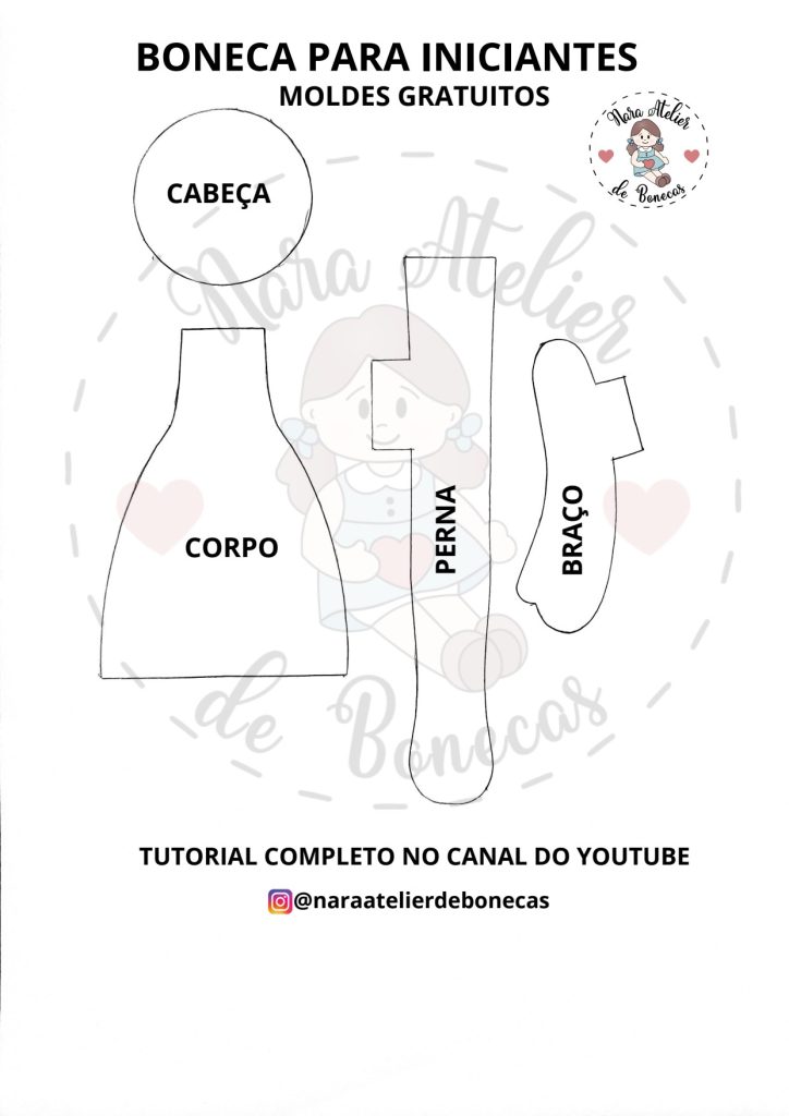 Como fazer boneca de pano - molde parte 1