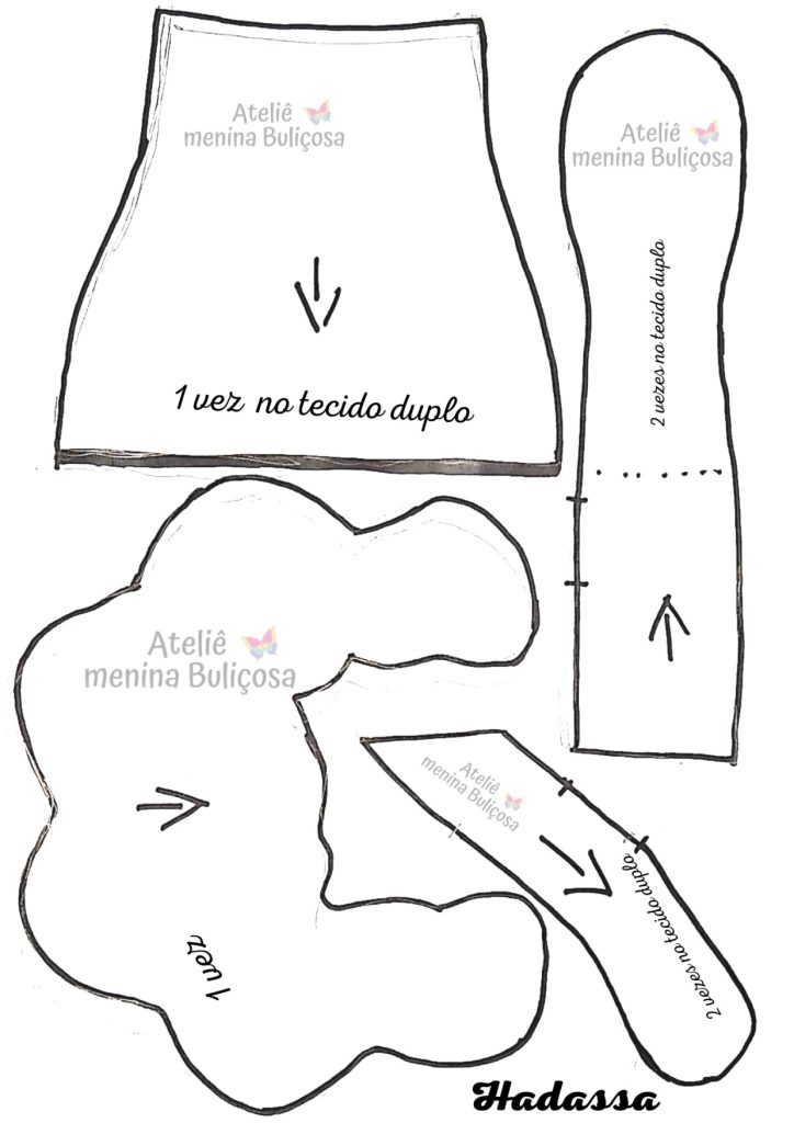 Como fazer boneca de pano para brincar - molde parte 2