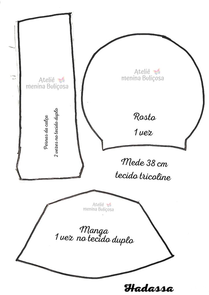 Como fazer boneca de pano para brincar - molde parte 3