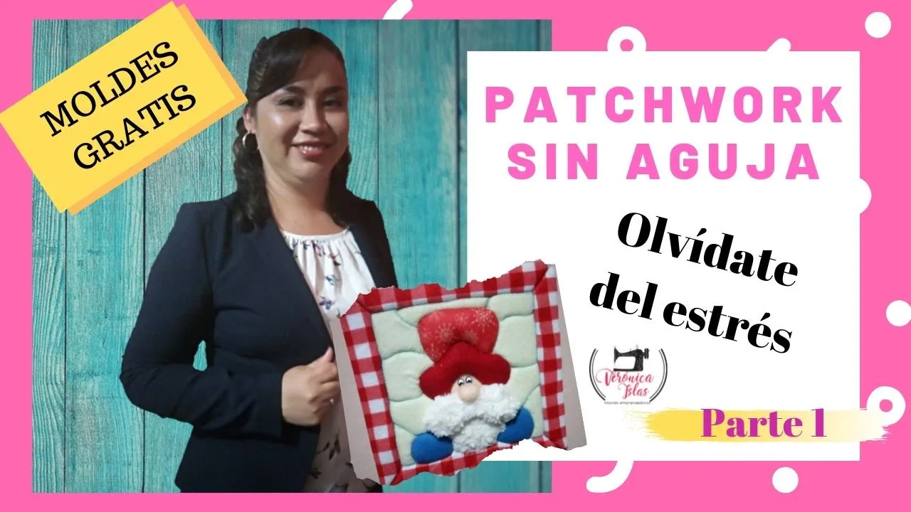 Como fazer quadro natalino em patchwork sem agulha com Papai Noel em feltro parte 1