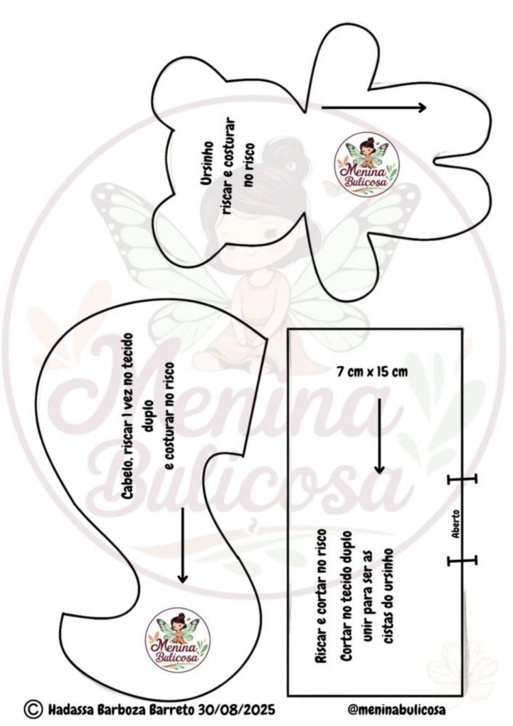 Como montar o corpo da boneca Jasmim - molde parte 3