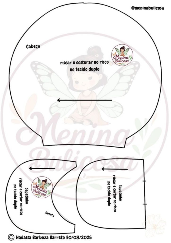 Como montar o corpo da boneca Jasmim - molde parte 6