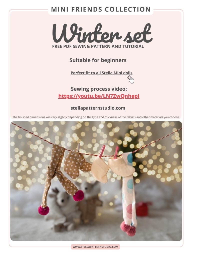 Conjunto de inverno para mini boneca – botas e cachecol com pompom - molde parte 1