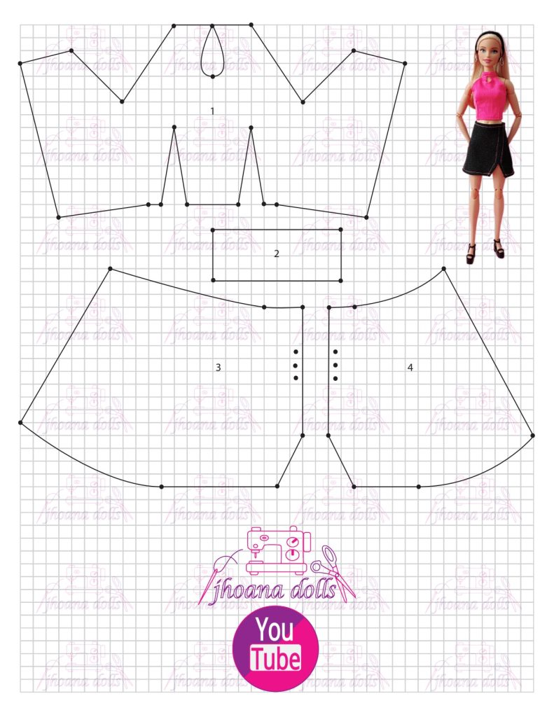 Cropped e saia para Barbie modelo 167 - molde parte 1