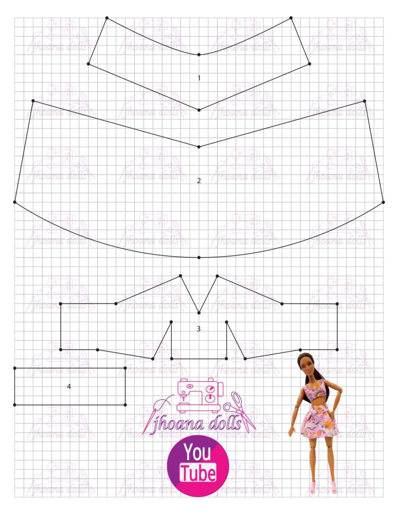 Cropped e saia para Barbie modelo 28 - molde parte 1