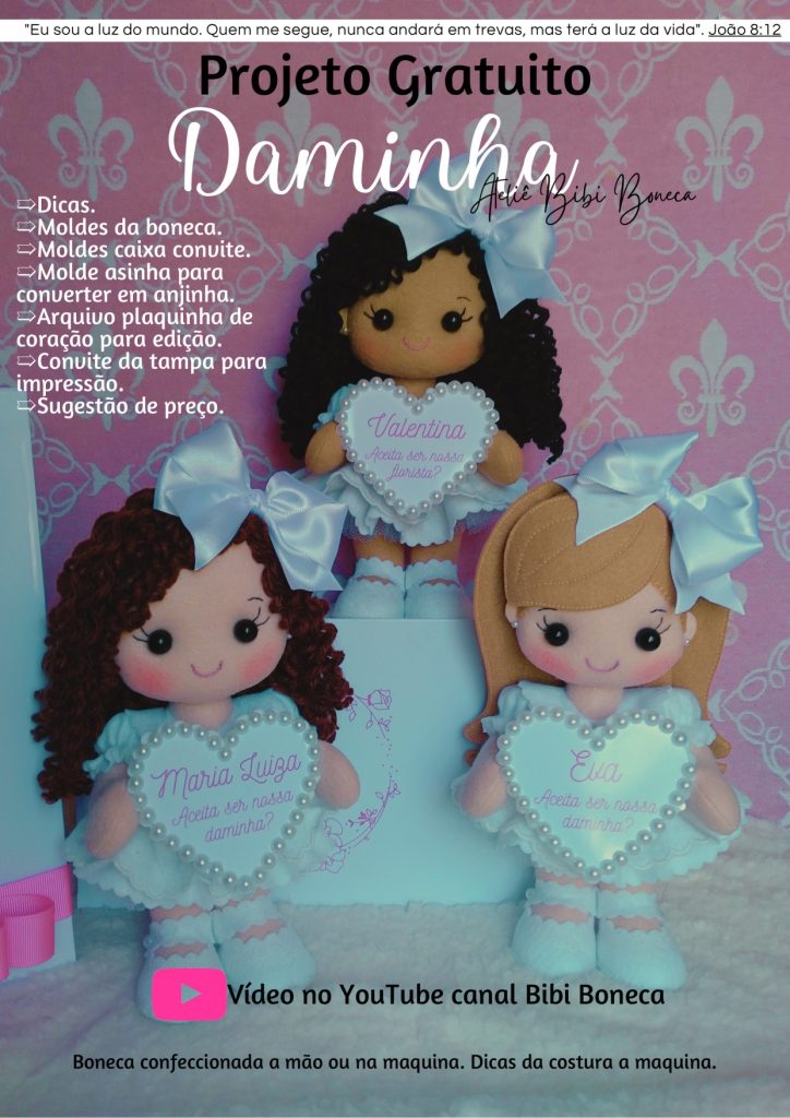 Daminhas de honra de feltro – convite para daminhas - molde parte 1