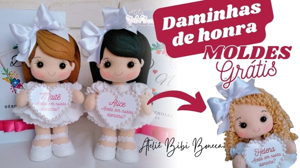 Daminhas de honra de feltro – convite para daminhas - molde parte 2