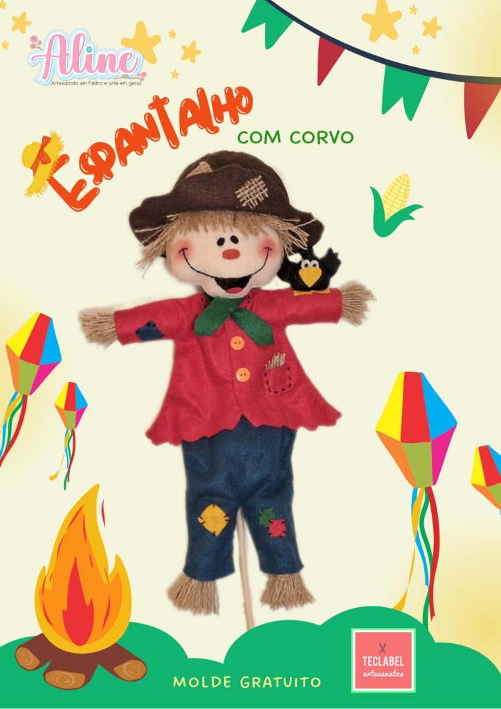 Espantalho colorido para as festas juninas e julinas - molde parte 1