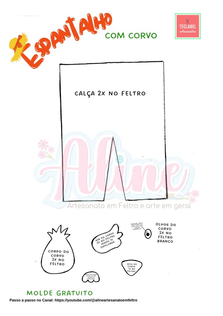 Espantalho colorido para as festas juninas e julinas - molde parte 4