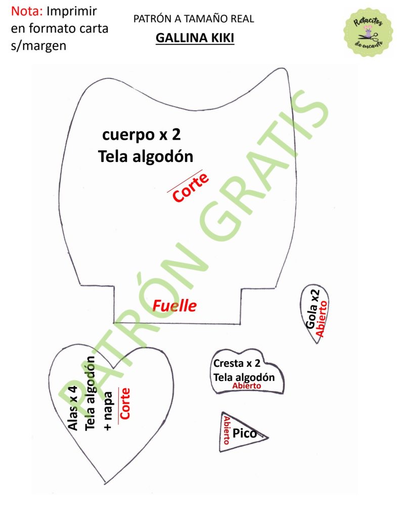 Galinha Kiki fácil, rápida e muito linda - molde parte 3