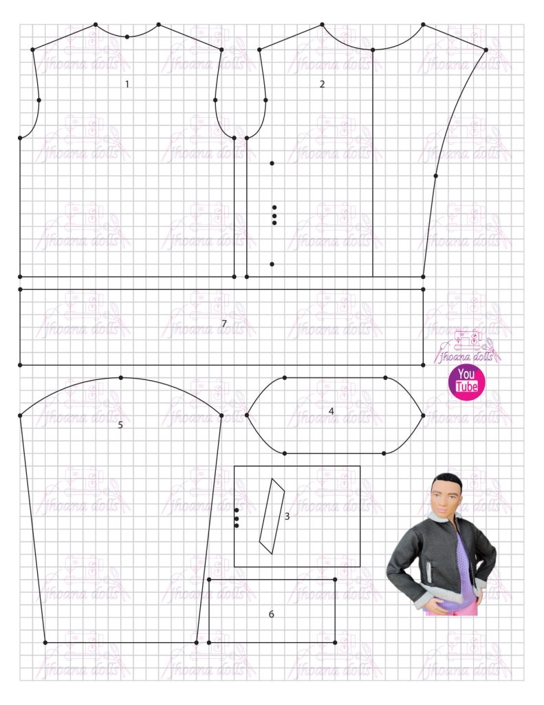 Jaqueta bomber para Ken - molde parte 1