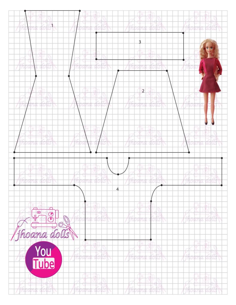 Jardineira e blusa de manga longa para Barbie antiga - molde parte 1