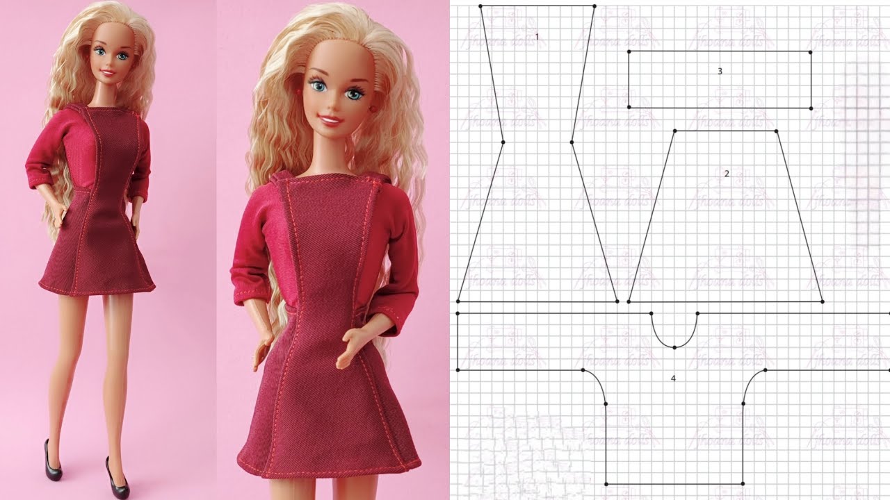 Jardineira e blusa de manga longa para Barbie antiga