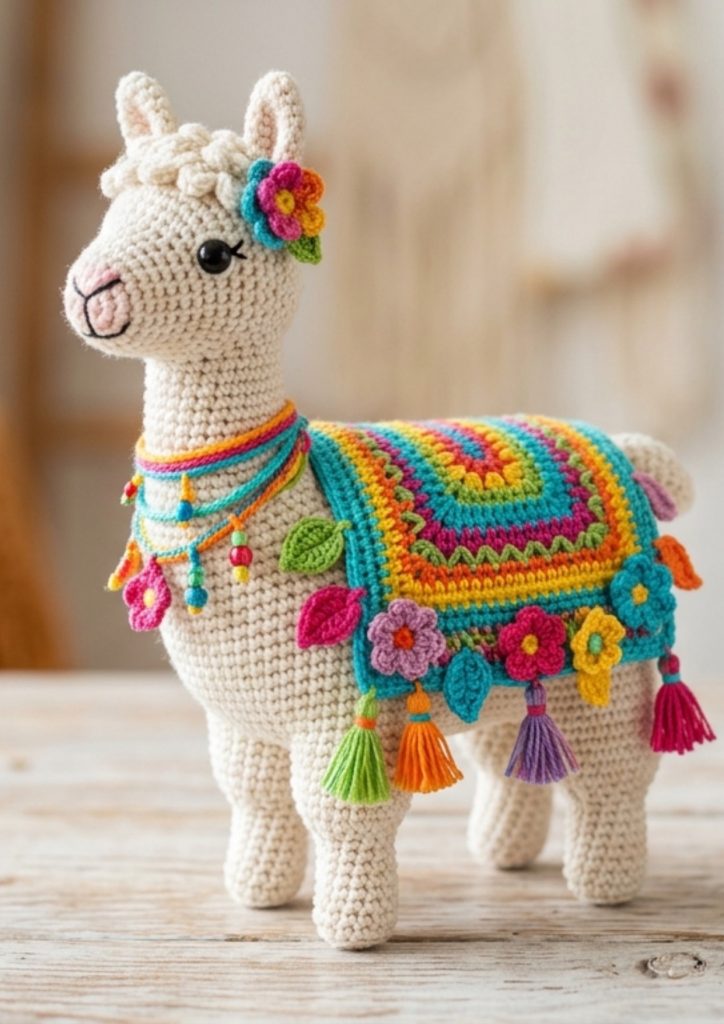 Lhama com coleira de amigurumi - molde parte 2