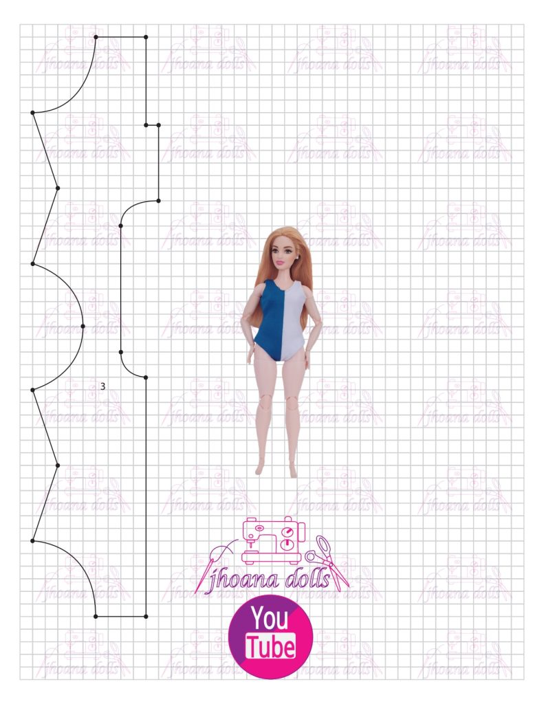 Maiô para Barbie Curvy - molde parte 1