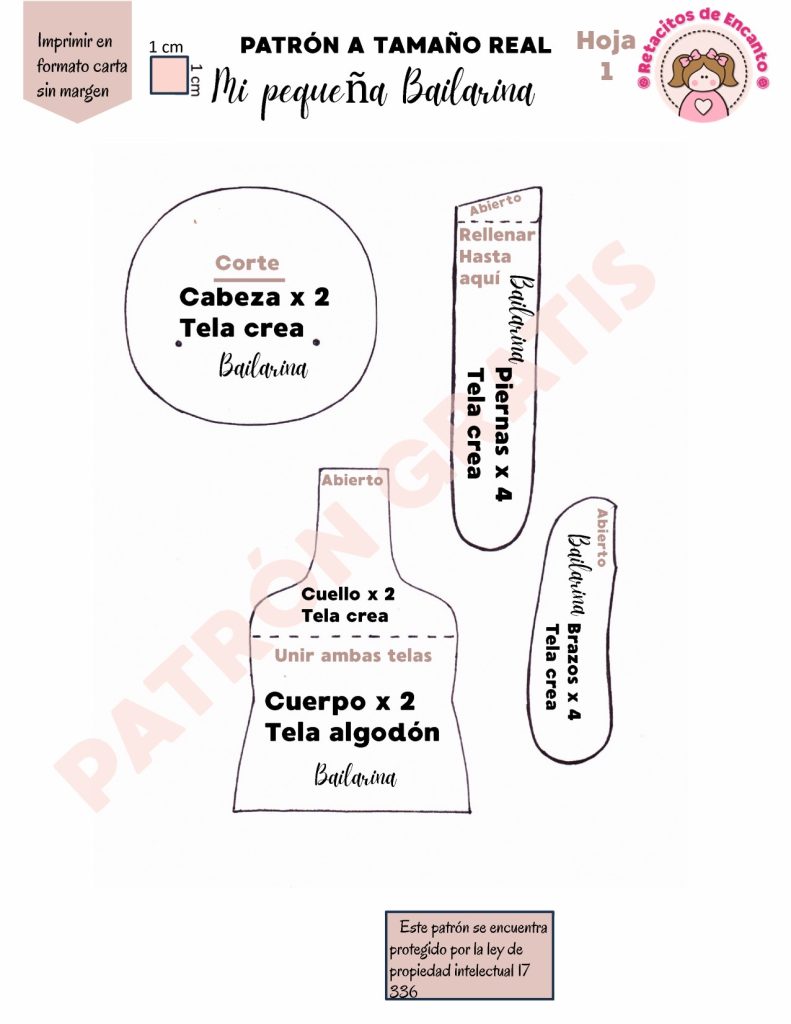 Minha pequena bailarina – boneca de tecido - molde parte 3